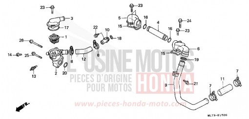 TUYAU D'EAU/THERMOSTAT VFR750FG de 1986